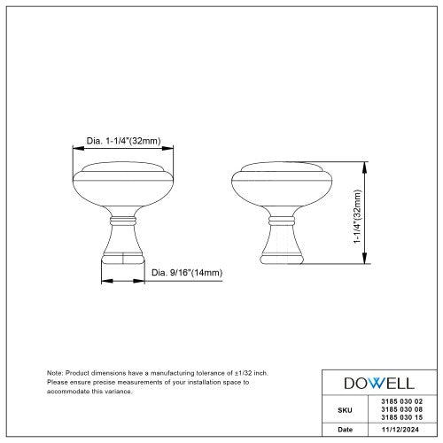 3185 Series Brushed Brass Metal Cabinet Knob 6