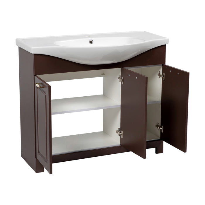 Classic Wood Brown Matte Bathroom Vanity Brown Matte 3