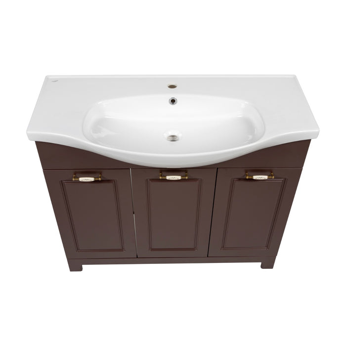 Classic Wood Brown Matte Bathroom Vanity Brown Matte 6