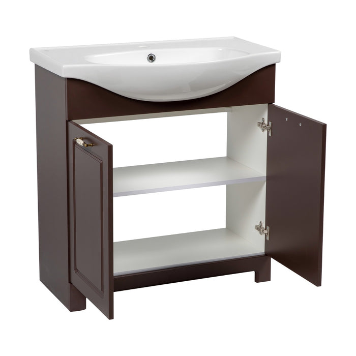 Classic Wood Brown Matte Bathroom Vanity Brown Matte 3