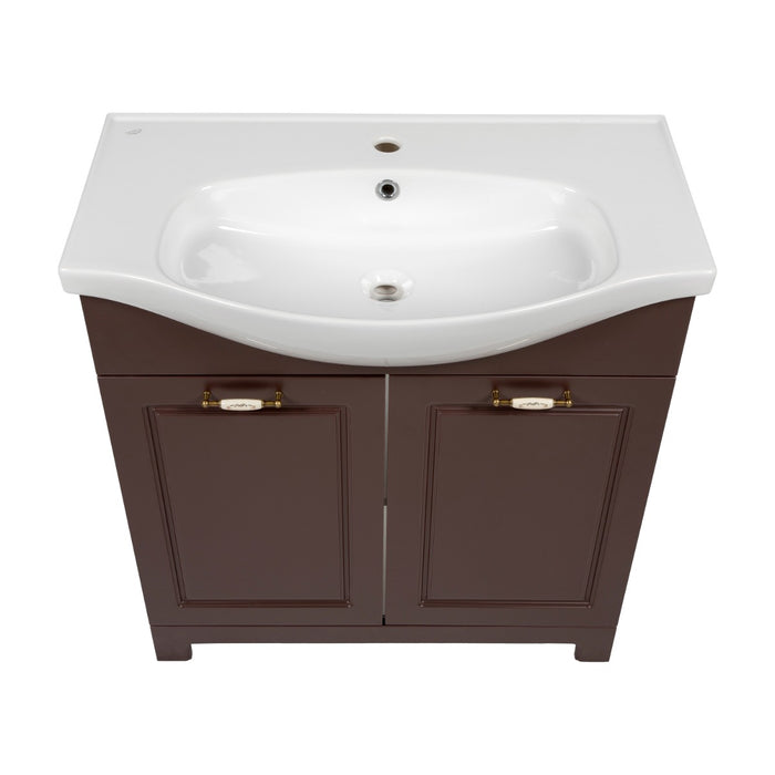 Classic Wood Brown Matte Bathroom Vanity Brown Matte 6