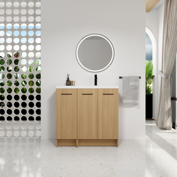 Plywood Glossy White & Light Oak Bathroom Vanity Glossy White & Light Oak 2