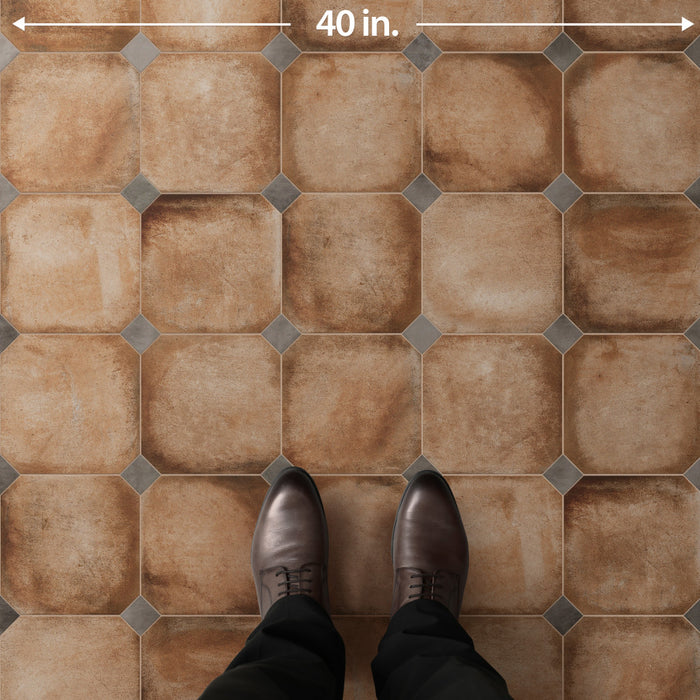 Laverton Porcelain Octagon Natural with Taco Grafito Tile Matte 8