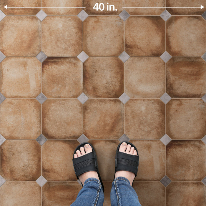Laverton Porcelain Octagon Natural with Taco Gris Tile Matte 8