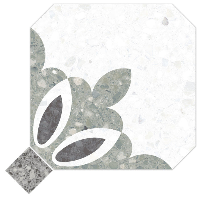 Riviera Porcelain Octagon Verde with Taco Nero Tile Matte 3
