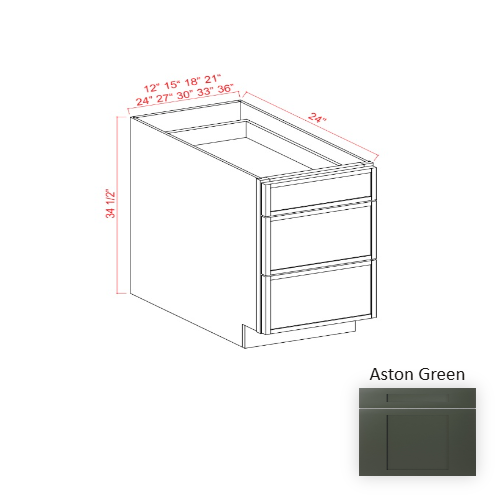 Slim Shaker Style Wood Aston Green Drawer Base Cabinet Aston Green 1