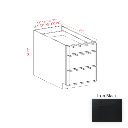 Slim Shaker Style Wood Iron Black Drawer Base Cabinet Iron Black 1