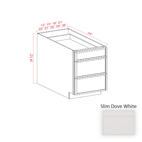 Slim Shaker Style Wood Dove White Drawer Base Cabinet Dove White 1