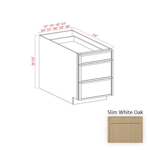 Slim Shaker Style Wood White Oak Drawer Base Cabinet White Oak 1