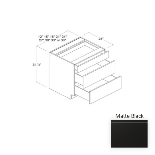 Frameless European Style Wood Matte Black Drawer Base Cabinet Matte Black 1