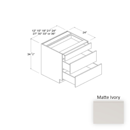 Frameless European Style Wood Matte Ivory Drawer Base Cabinet Matte Ivory 1