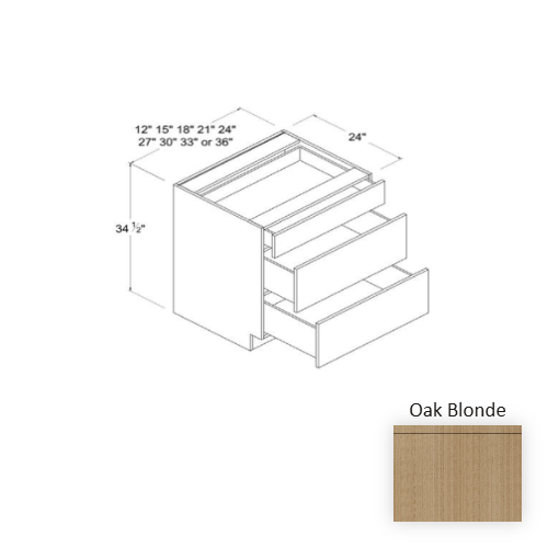Frameless European Style Wood Oak Blonde Drawer Base Cabinet Oak Blonde 1