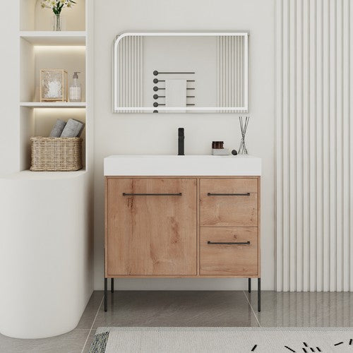 Plywood Imitative Oak Bathroom Vanity Imitative Oak 1