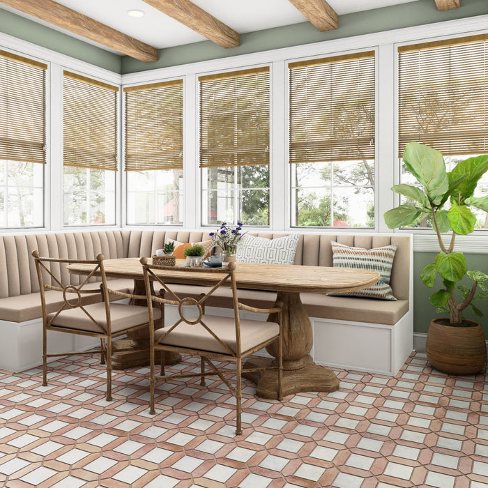 Picket Porcelain Arenta Clay with White Square Tile Matte 2