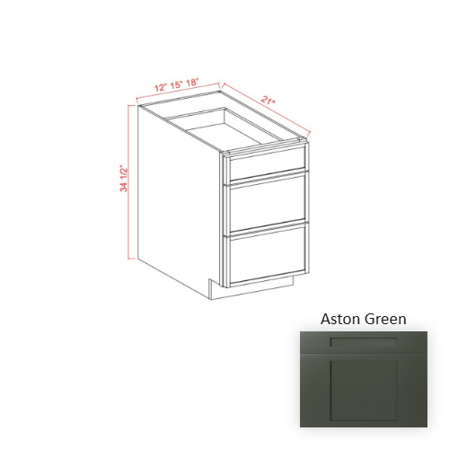 Slim Shaker Style Wood Aston Green Vanity Drawer Base Aston Green 1