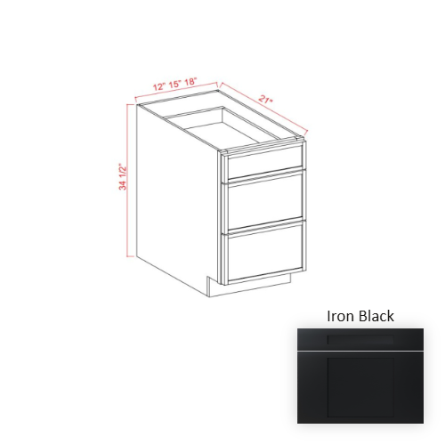 Slim Shaker Style Wood Iron Black Vanity Drawer Base Iron Black 1