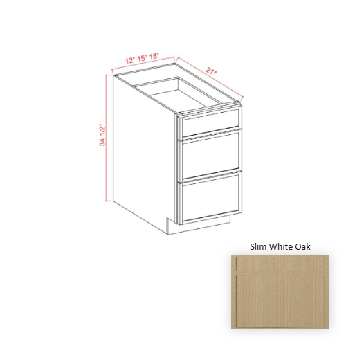 Slim Shaker Style Wood White Oak Vanity Drawer Base White Oak 1