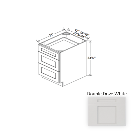 Double Shaker Style Wood Dove White Vanity Drawer Base Dove White 1