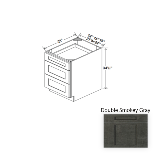 Double Shaker Style Wood Smokey Gray Vanity Drawer Base Smokey Gray 1