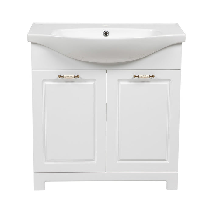 Classic Wood White Matte Bathroom Vanity White Matte 5