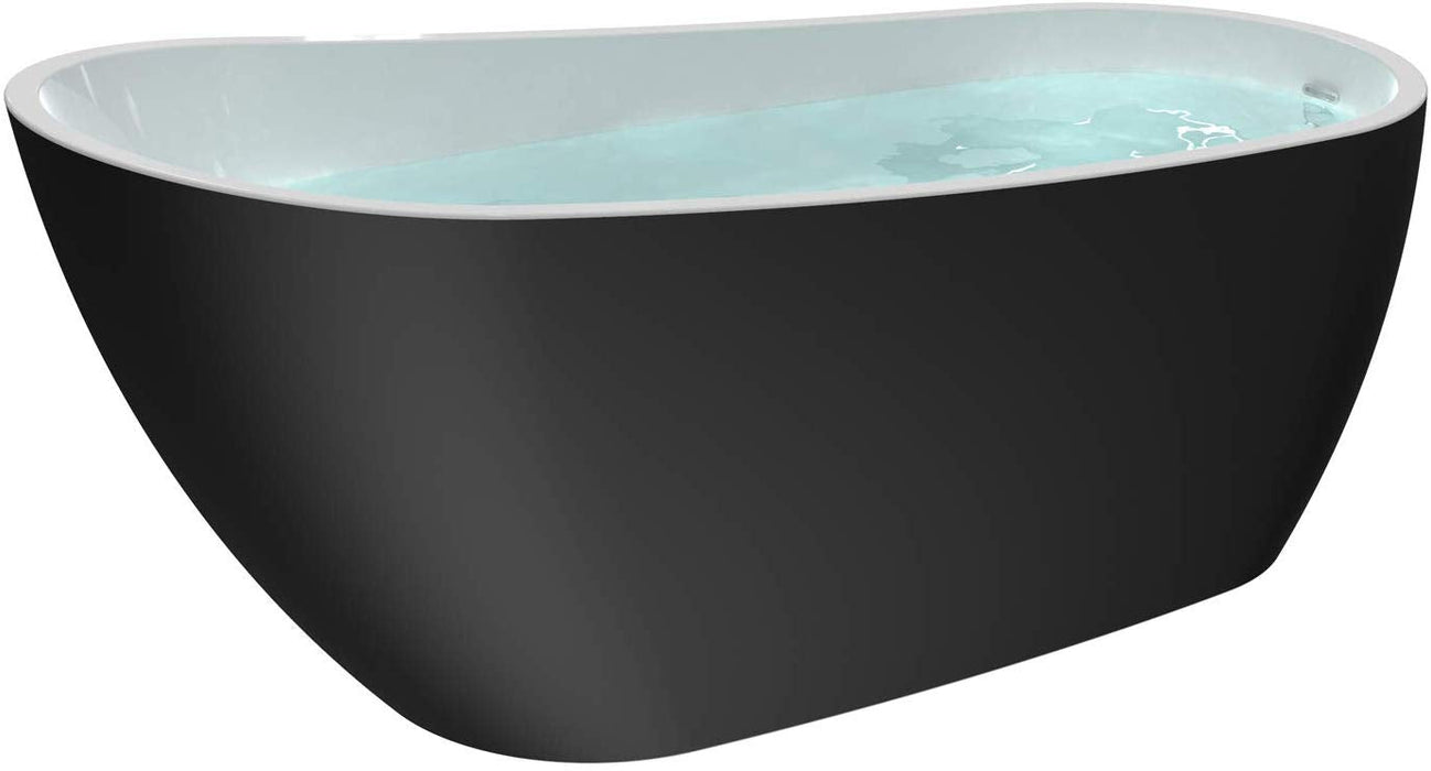 White / Matte Black Acrylic Bathtub