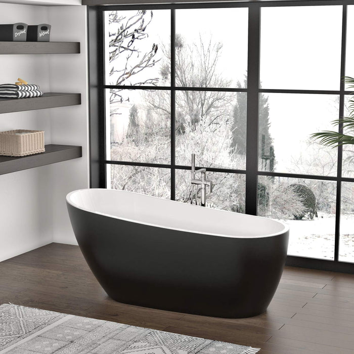 White / Matte Black Acrylic Bathtub