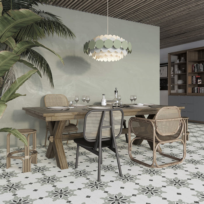 Riviera Porcelain Octagon Verde with Taco Nero Tile Matte 6