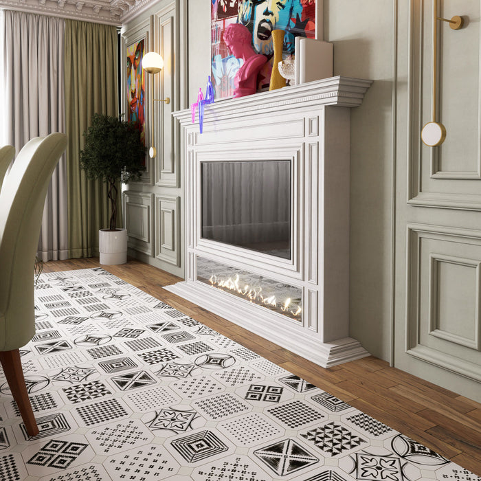 Vaudeville Porcelain Octagon Deco Sombra with Taco Nacar Tile Matte 6