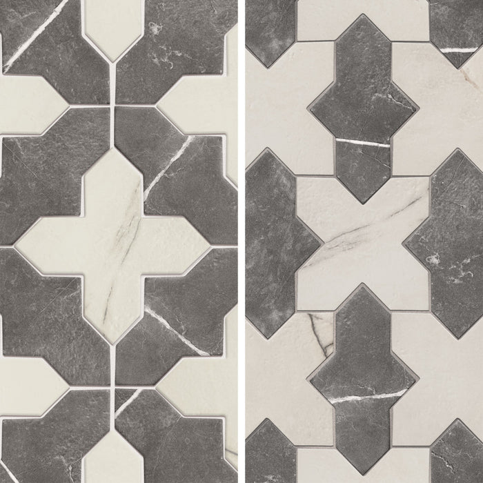 Istanbul Porcelain Templar Shield Night with Day Cross Tile Mixed 7
