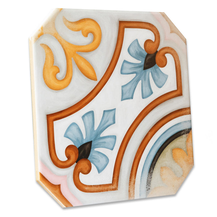 Vaudeville Porcelain Octagon Deco Diglas with Taco Azzuro Tile Matte 11