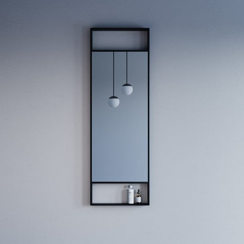 Black Aluminum & Glass Bathroom Mirror 1