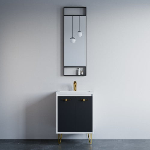 Black Aluminum & Glass Bathroom Mirror 3