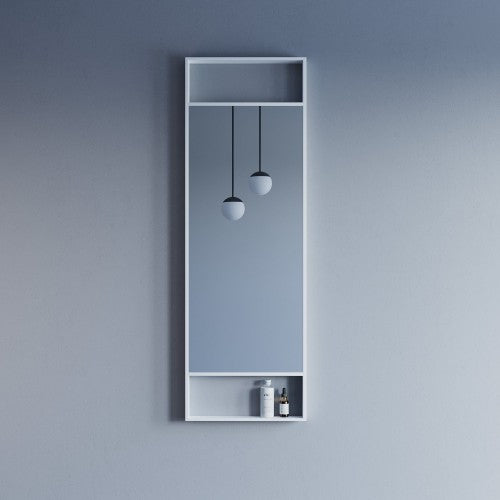 Matt White Aluminum & Glass Bathroom Mirror 1