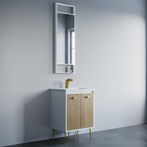 Matt White Aluminum & Glass Bathroom Mirror 4