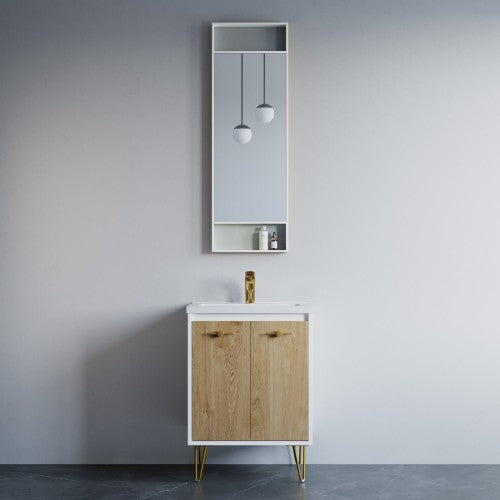 Matt White Aluminum & Glass Bathroom Mirror 2