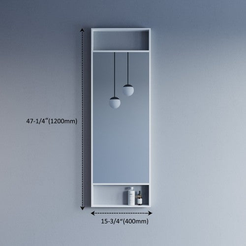 Matt White Aluminum & Glass Bathroom Mirror 5