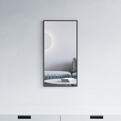 Black Aluminum & Glass Bathroom Mirror 1
