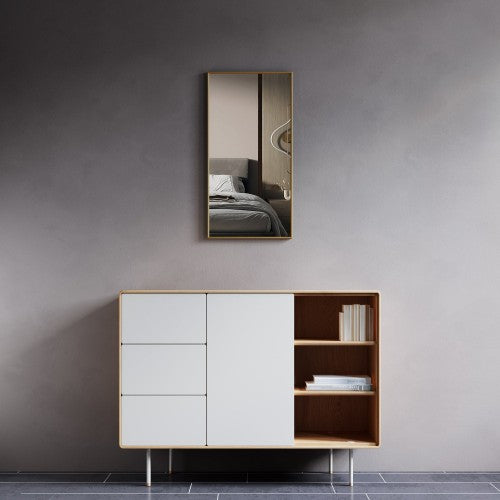 Brushed Brass Aluminum & Glass Bathroom Mirror 2