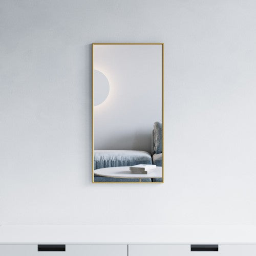 Brushed Brass Aluminum & Glass Bathroom Mirror 1