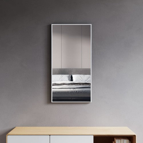 Matt White Aluminum & Glass Bathroom Mirror 2