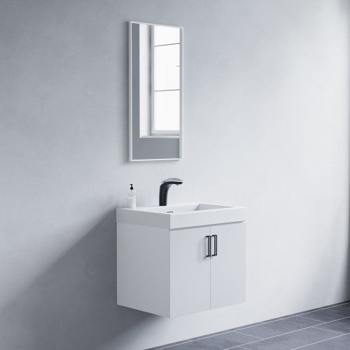 Matt White Aluminum & Glass Bathroom Mirror 3