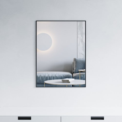 Black Aluminum & Glass Bathroom Mirror 1