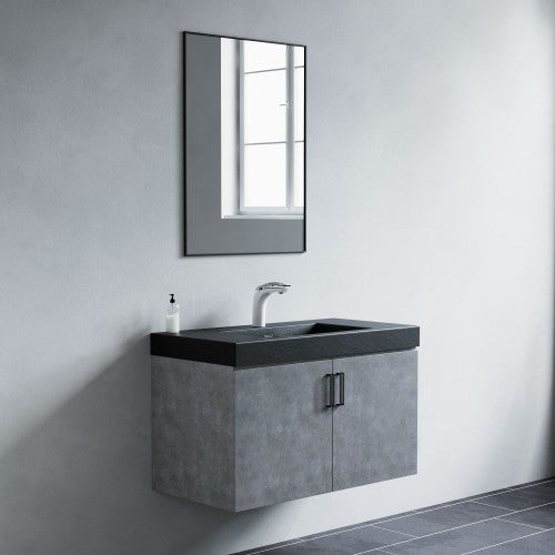 Black Aluminum & Glass Bathroom Mirror 3