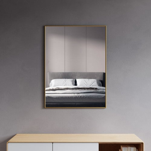 Brushed Brass Aluminum & Glass Bathroom Mirror 2