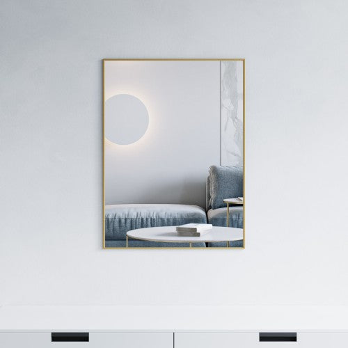 Brushed Brass Aluminum & Glass Bathroom Mirror 1