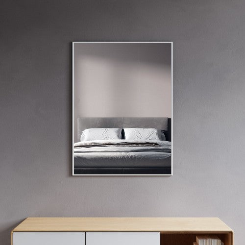 Matt White Aluminum & Glass Bathroom Mirror 2