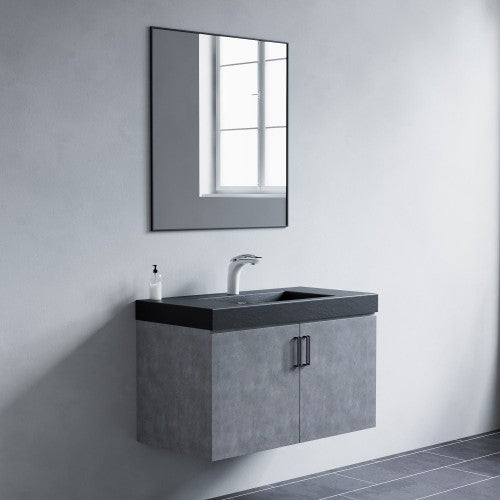 Black Aluminum & Glass Bathroom Mirror 3