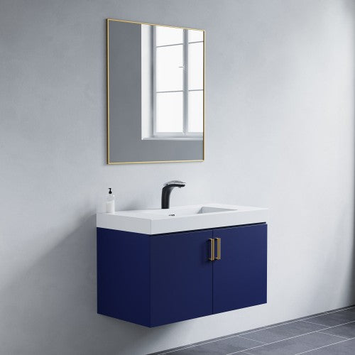 Brushed Brass Aluminum & Glass Bathroom Mirror 3