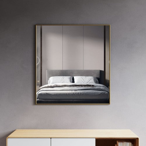 Brushed Brass Aluminum & Glass Bathroom Mirror 2