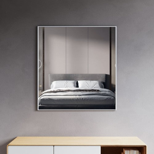 Matt White Aluminum & Glass Bathroom Mirror 2